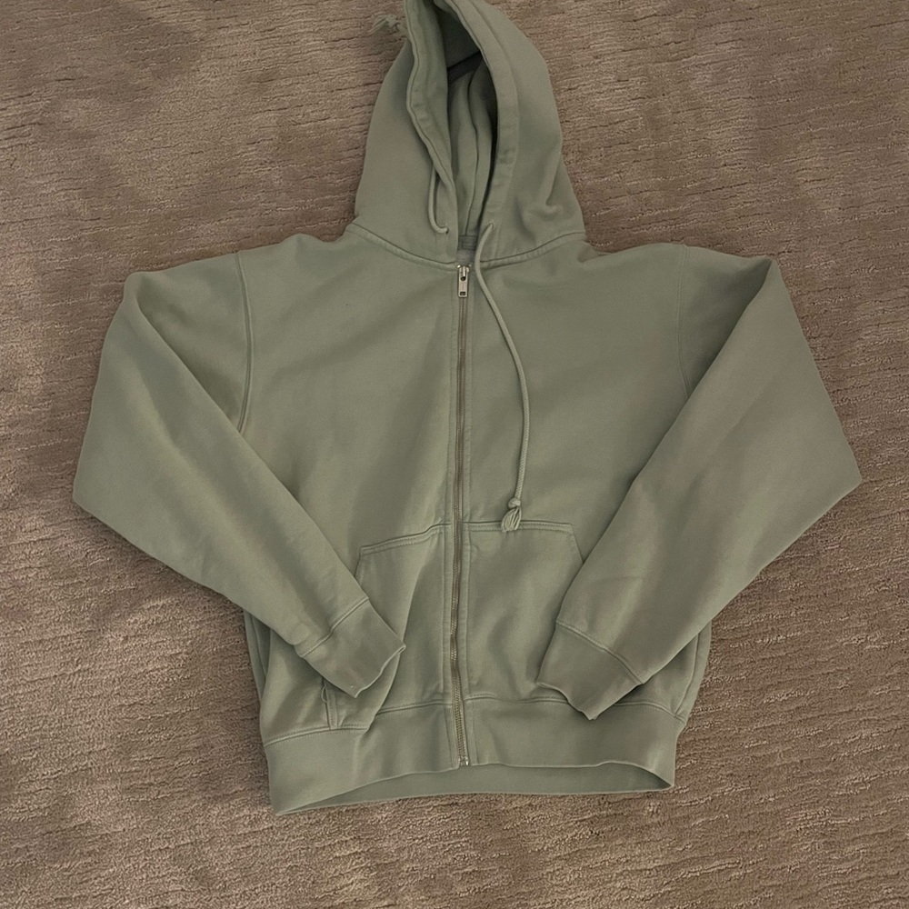 brandy Melville light green cropped zip up hoodie!!
